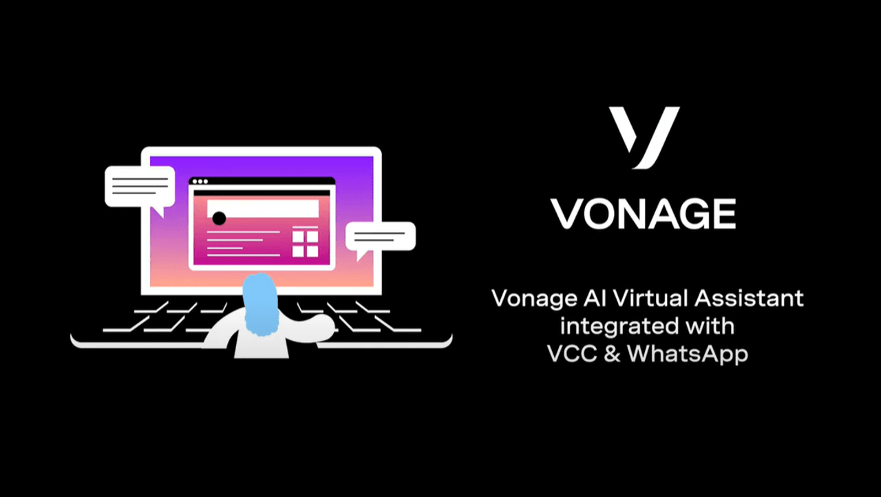 Assistente virtual de AI da Vonage integrada à VCC e ao aplicativo WhatsApp cover slide for Vonage AI Virtual Assistant demo video