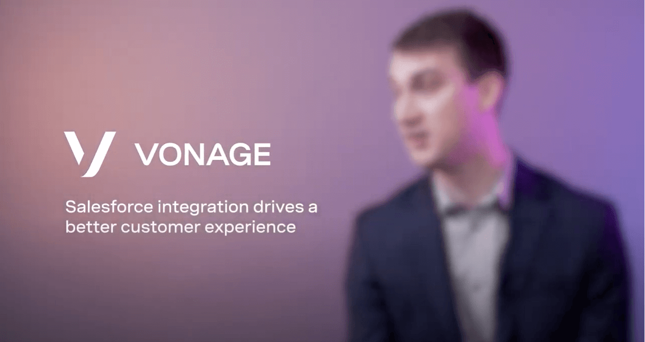 Imagem estática mostrando a ilustração da Vonage e o ícone do botão de reprodução de vídeos; abre o reprodutor de vídeos do YouTube na mesma janela