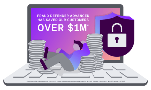 Fraud Defender Fraud Defender Advanced has saved customers over $1 million. Savings claim is based on the total cumulative cost savings realized by actual Vonage customers as of January 2025