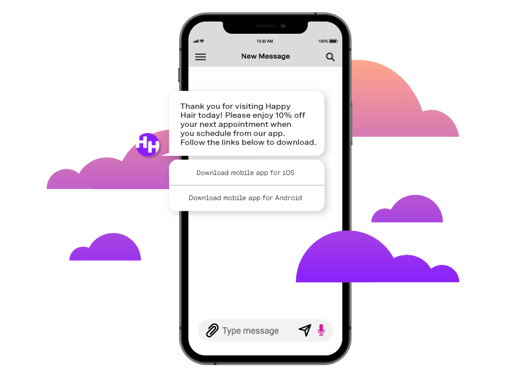 SMS API Find App App download messaging being used with SMS API on mobile