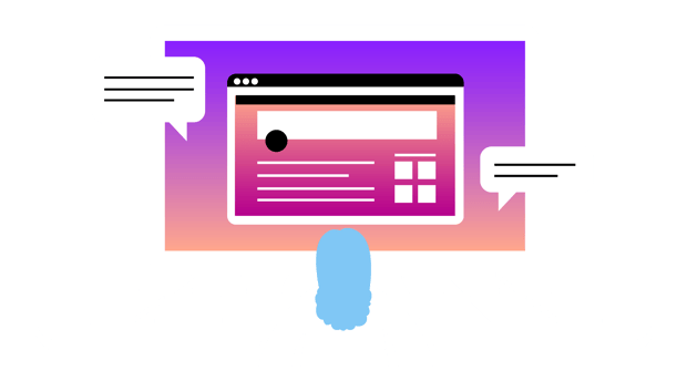 Customer Service via Social Media Stylized illustration of a laptop screen with a social media page featured and speech bubbles (cropped)