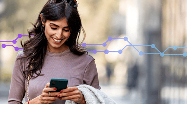 Directory Assistance Smiling woman using a mobile phone